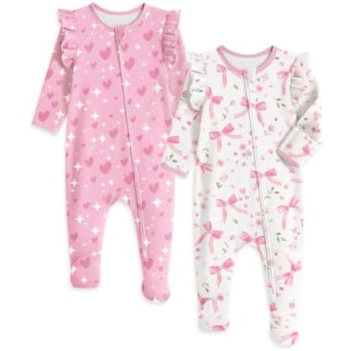Yoofoss Baby Sleepers Baby Girl Clothes 100% Organic Cotton Pajamas for Newborn 0-3 3-6 6-9 Months Sleep and Play Pjs