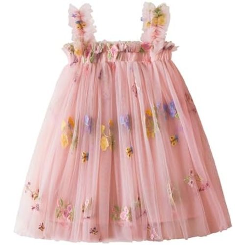 Nileafes Toddler Summer Dress Baby Girl Strap Floral A Line Dress Sleeveless Beach Butterfly Sundress for Toddler Girl