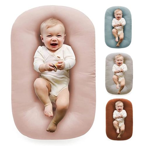 Baby Lounger 0-24 Months 100% Cotton-Snuggle Cozy Me Lounger,Soft & Breathable Baby Lounger for Newborn Play Mat,Infant Babies Essentials Gifts,Pink(Lounger Cover Included)
