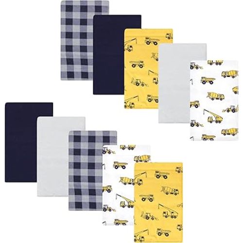 Luvable Friends Hudson Baby Flannel Burp Cloths 10pk, Bulldozer