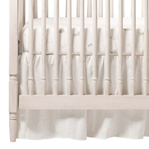 Light Ivory Linen Gathered Crib Skirt 16" Drop