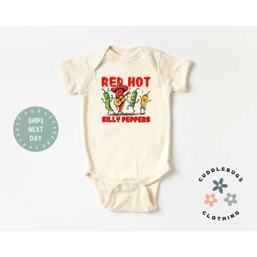 Red Hot Silly Peppers Baby ONESIES® Bodysuit - Music Lover Bodysuit - Funny Vegetable Baby - Baby Shower Gift - Cute Baby Gift - Newborn