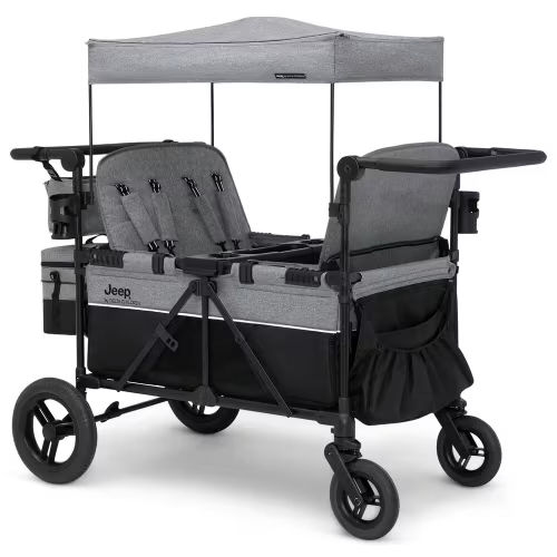 Delta Children Jeep Wrangler Deluxe 4-Seater Stroller Wagon in Grey Shadow