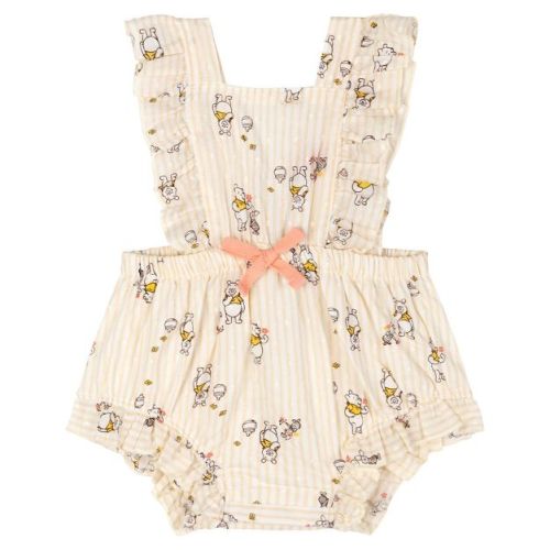 Disney Winnie the Pooh Newborn Baby Girls Square Neck Sleeveless Ruffle Romper Pale Yellow 0-3 Months