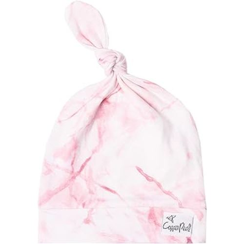 Copper Pearl Baby Beanie Hat Top Knot Stretchy Soft Roxy