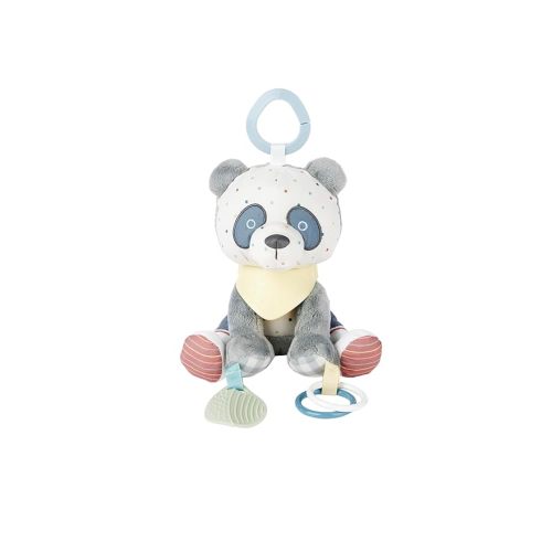 Skip Hop Bandana Buddies Soft Textured Baby Activity and Teething Toy for Multi-Sensory Play with Rattles, Crinkle Sounds, Squeaker and Mirror, Attaches to Stroller and Car Seat, Panda, Age 0+