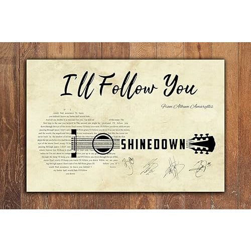 Vintage Shinedown I'll Follow You He Lyrics Poster Metal Aluminium Tin Sign 12x16 Inch Wall Decor