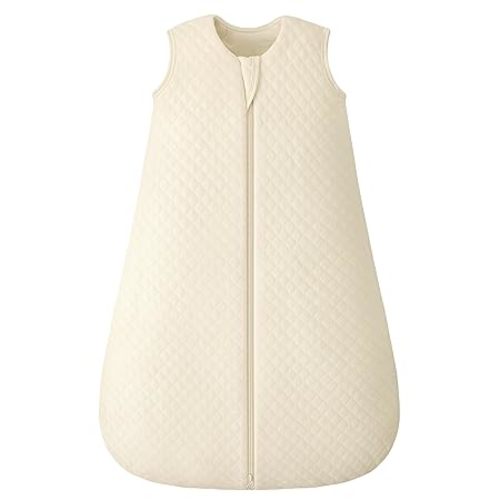 Baby Sleep Sack 6-12 Months 2.5 TOG, Winter Cotton Sleeping Sack Newborn and Infant, Warm Quilted Baby Wearable Blanket, Sleeping Bag with 2-Way Zipper Beige 1 Pack