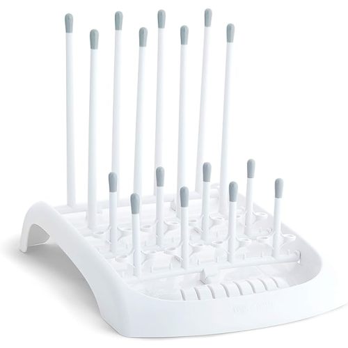 Munchkin Fold Baby Bottle Drying Rack - Compact Design Folds Flat for Easy Storage, White/Grey