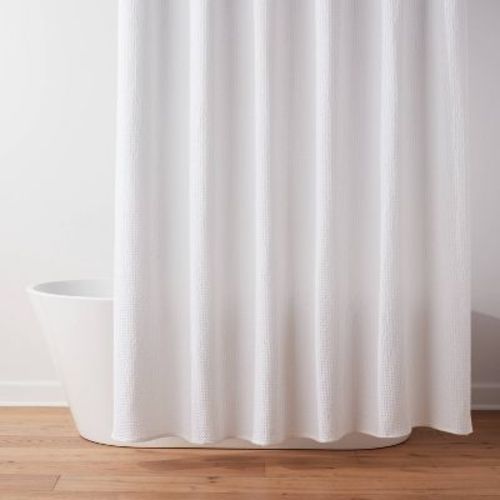 Oversized Relaxed Waffle Weave Shower Curtain Ivory - Threshold™