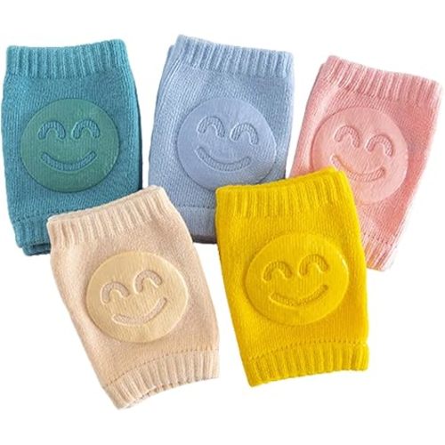 SUJAYU 5 Pairs Baby Knee Pads for Crawling Walking, Soft Cotton Knee Pads for Kids Toddler Knee Pad, Baby Crawling Helper, Rodilleras Para Bebe