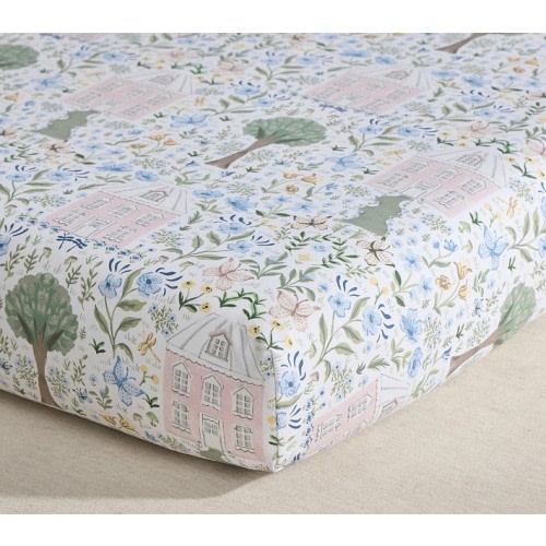 Dollhouse Organic Cotton Crib Fitted Sheet