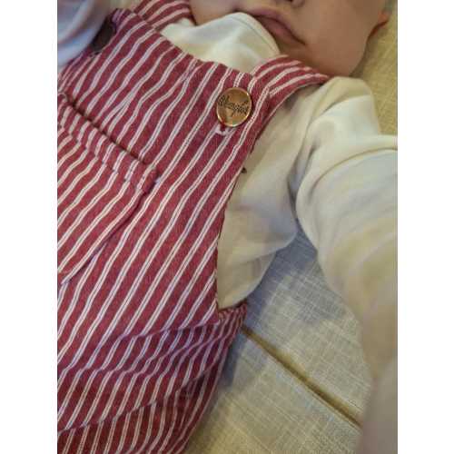 Red and White Striped Baby Overalls Vintage Retro Handmade to Fit