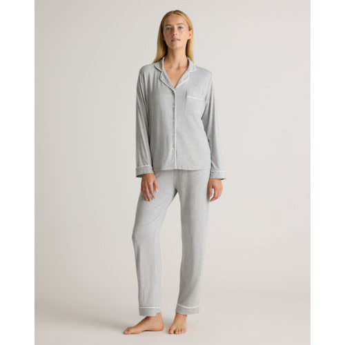 Bamboo Jersey Long Sleeve Pajama Set in Deep Navy