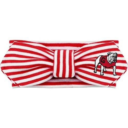 Creative Knitwear Georgia Bulldogs Infant Girls Red/White Striped Hair Knot Headband Embroidered Logo - Size Newborn - 4T