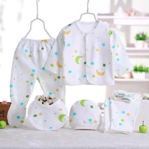 Zanarzt Layette Set Girl Unisex Baby Clothes 5 Piece Layette Sets Long Sleeve Tops+Hat+Pants+Bib Cotton Clothes Gift Set Yellow,0-3 Months
