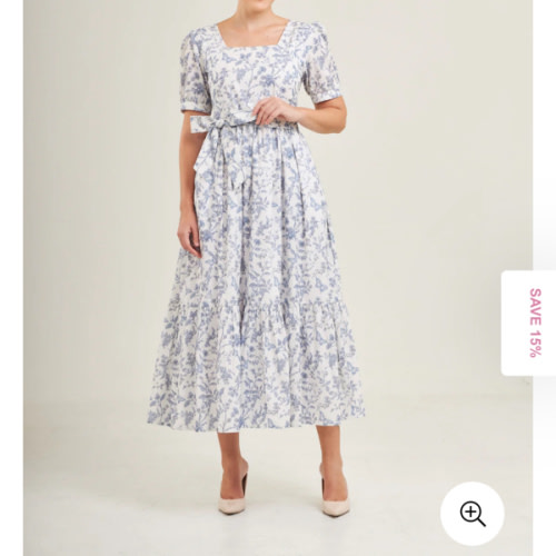 Versa Maxi Dress with Nursing Zippers in Blue Toile Butterfly