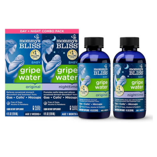 Mommy's Bliss Gripe Water Day & Night Combo, Infant Gas & Colic**, Gripe Water for Babies, Gentle & Safe, 1 Month+, 4 Fl Oz (Pack of 2)
