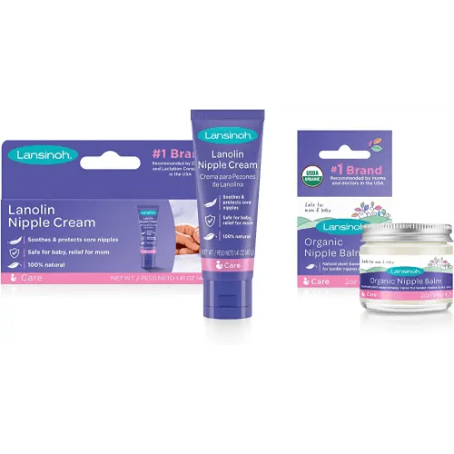 Lansinoh Lanolin Nipple Cream (1.41 Ounces) and Organic Nipple Balm (2 Ounces), Breastfeeding Essentials, 1 Count Each