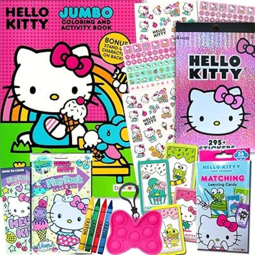 Hello Kitty Coloring and Acitivty Book Super Bundle for Kids, Girls – Set Includes Stickers, Kids Coloring Book and More