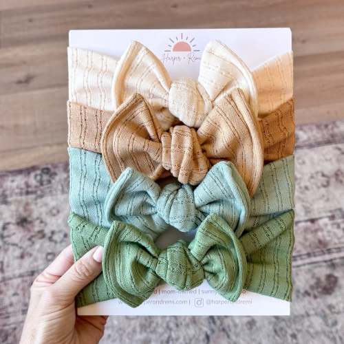 Bluegrass Basics (Neutral + Blue Green) | Pointelle Baby Bow Bundle | Harper + Remi