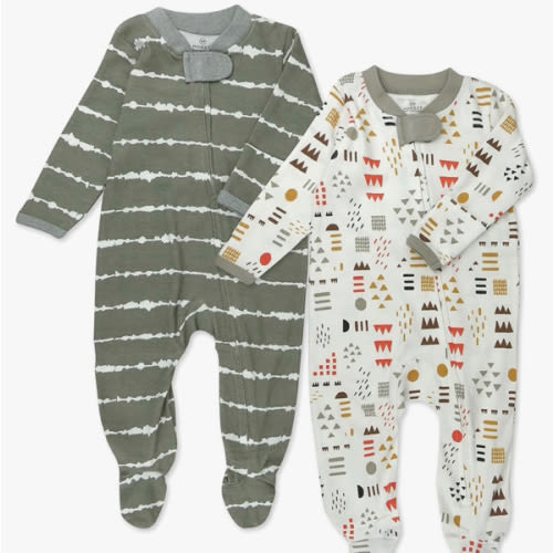HonestBaby Baby Sleep N' Play One-Piece Zip-Front Footed Organic Cotton Pajama Sleeper