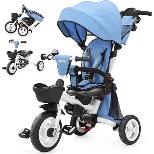 JMMD 8-in-1 Foldable Toddler Tricycle for Ages 1-5, Portable Trike Stroller