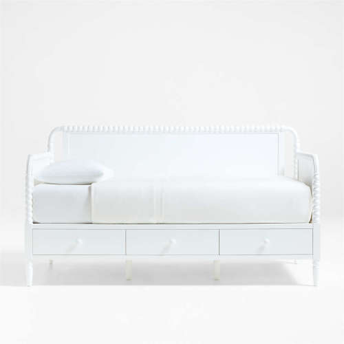 Jenny Lind White Wood Spindle Kids Daybed With Storage