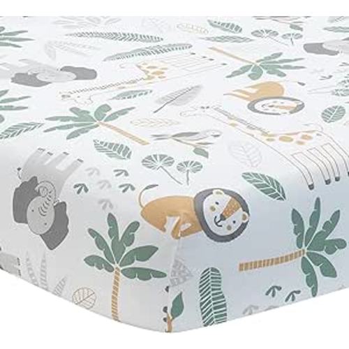 Lambs & Ivy Jungle Friends 100% Cotton Safari Animals Baby Fitted Crib Sheet