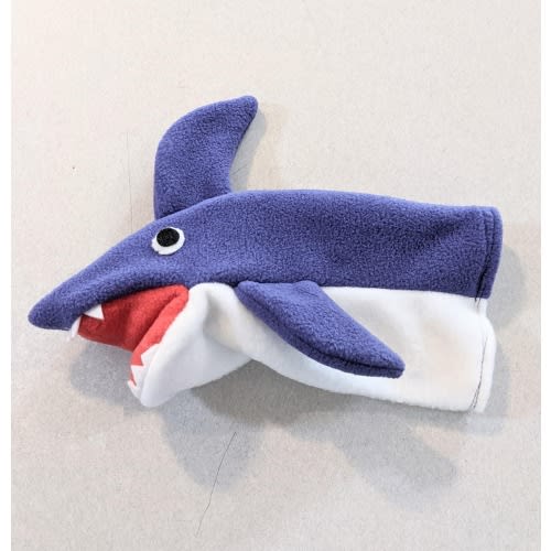 Purple Shark Hand Puppet movable mouth sewn on felt eyes