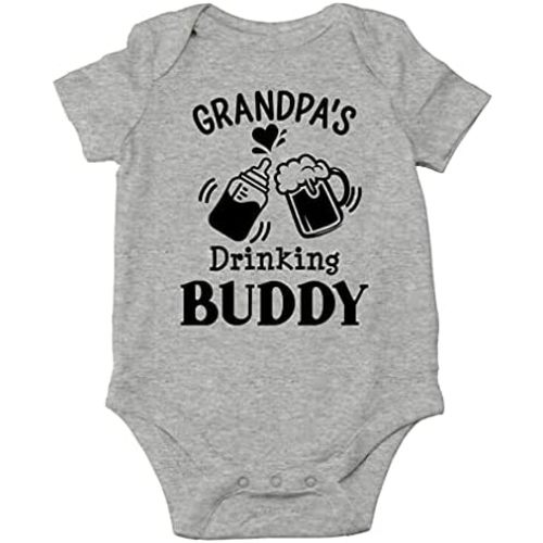 AW Fashions Grandpa's Drinking Buddy Bodysuit Funny Newborn Announcement Baby Boy Outfit Cute Girl Clothes