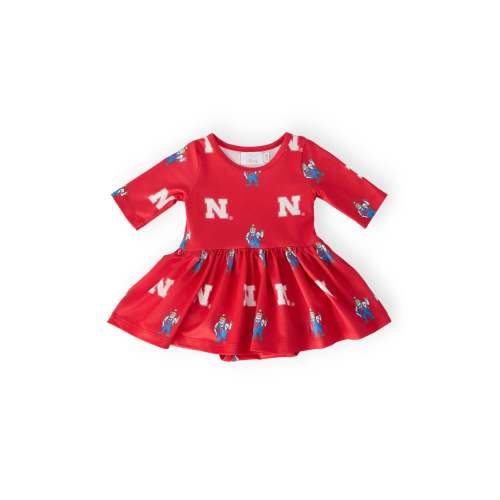 Nebraska Red Herbie Husker 3/4 Sleeve Twirl Bodysuit, Infant - Nebrask