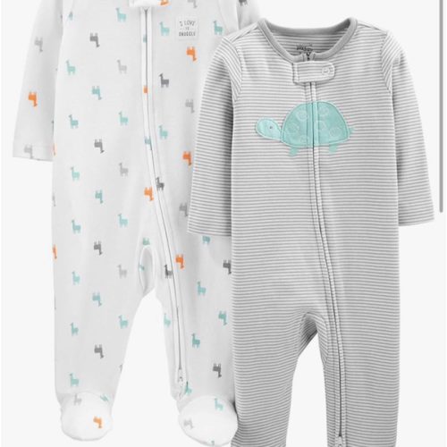 3-6 M, Simple Joys by Carter's Baby Neutral 2-pack Cotton Footed Sleep and Play