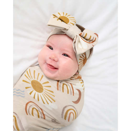 Desert Sunrise Swaddle & Luxe Bow Headband Set - Little Sleepies