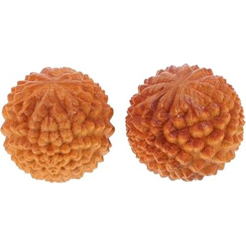 VICASKY 2Pcs Wooden Hand Massage Balls Fitness Supply for Finger Acupressure and Palm Relaxation with Durian Shape Home Decor and Stress Relief Tool