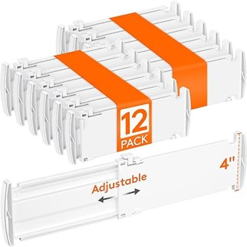 Lifewit 4" High 12 Pack Drawer Dividers, 10.5-16.5" Drawer Divider for Clothes, Adjustable Dresser Drawer Organizers, Plastic Drawers Separators for Clothes, Bedroom, Bathroom, Kitchen, Closet