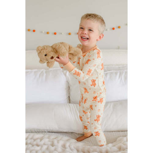 Two-Piece Bamboo Pajama Set in Honey Bear | Caden Lane