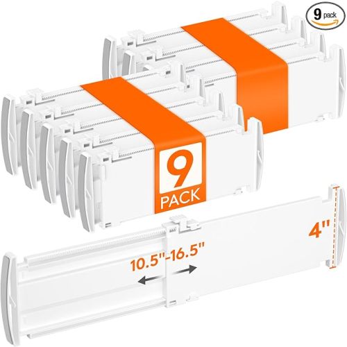 Lifewit 9 Pack 4" High Drawer Dividers, Adjustable Drawer Organizer Clothes