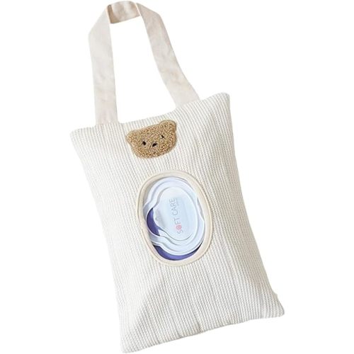 Portable Wipe Holder 3Refillable Wiper Dispenser Bag Bear Pattern for Diaper Bags Travel Refillable Wipe Container