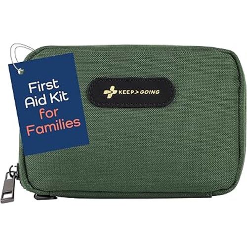 Keep Going Travel First Aid Kit for Kids – 130 Pc. for Car, Purse, Diaper Bag, Backpack, & Suitcase, with Latex-Free Bandages – 7 x 5 x 2 in. Travel First Aid Kit TSA-Approved