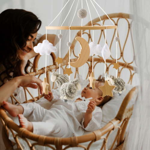 Uutvmp Baby Mobile for Crib, Baby Crib Mobile for Boys Girls, Baby Mobile for Bassinet, Nursery Decor for Infant Bedroom Hanging, Baby Mobile Soothe Toys