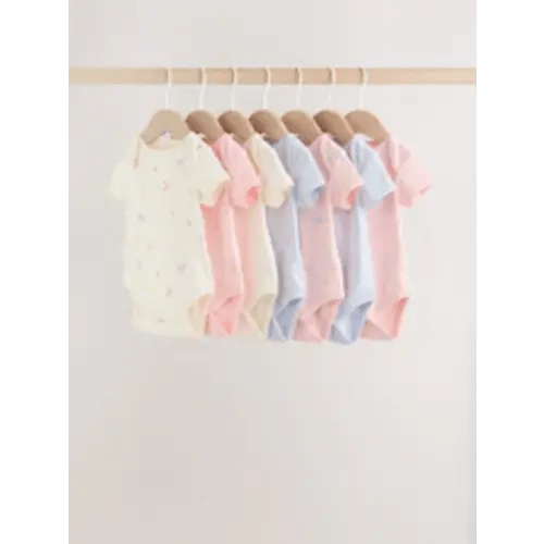 Buy Multi Pastel Character 7 Pack Short Sleeve Baby Bodysuits from Next USA