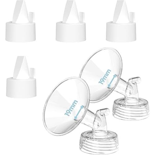 Flange Inserts for Spectra, Spectra Replacement Pump Parts for S1/S2/9 Plus, Not Original Accessories, Breast Pump Parts Include 2-Pack 19MM Flanges and 4-Pack Duckbill Valves