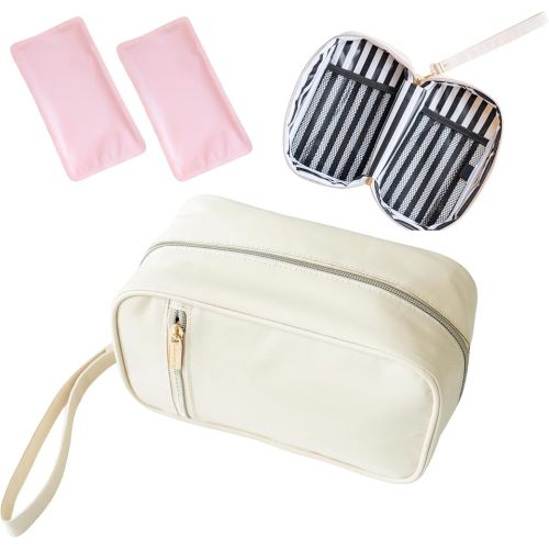 Breast Milk Cooler Travel Bag - Stylish Polyester Breastmilk Storage Bag Holds 6-8 Bags - Waterproof & Portable Breastmilk Cooler Bag w/ Included Ice Packs - Baby Essentials for Moms On-the-Go