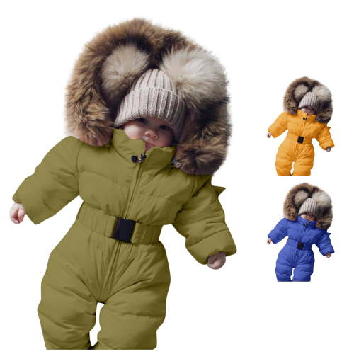 Vrotazzy Boys Wear Baby Romper Suit Warm Hooded Snowsuit Jumpsuit Down Coat Padded Outwear