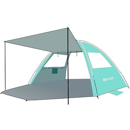 Gorich Beach Tent with Canopy - Easy Setup 3-4/5-6/7-8 Person Portable Sun Shelter, UPF 50+ UV Protection Sun Shade, Lightweight & Compact Beach Cabana for Family Travel