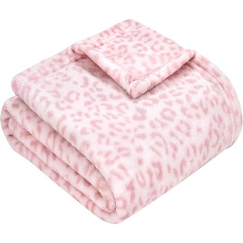 Yurhap Leopard Print Baby Blanket Fleece Baby Blankets for Girls, Ultra Soft Cozy Fluffy Infant Toddler Newborn Receiving Blankets for Crib Stroller, 30"x40", Light Pink