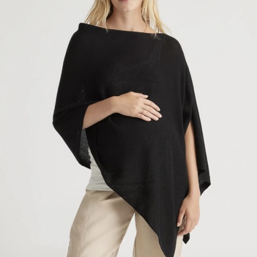 Lightweight Cotton Cashmere Nursing Shawl in Black