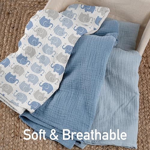 Muslin Swaddle Blankets,3-Pack Receiving Blanket for Newborn