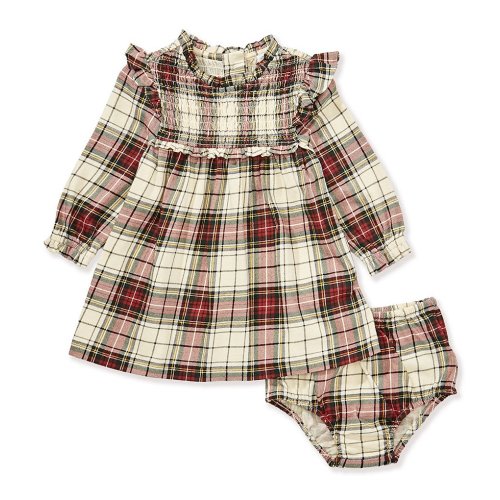 Ralph Lauren Baby Girls Plaid Cotton Jersey Dress & Bloomer Set